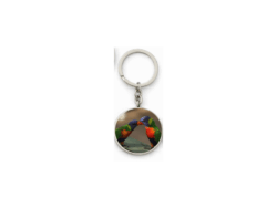 Kissing Lorikeets Round Keyring