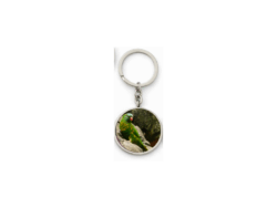 Green Parrot Round Keyring